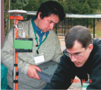 Dr. Dr Ivan Petrovski and Dr Stuart Cobb working on Pseudolites